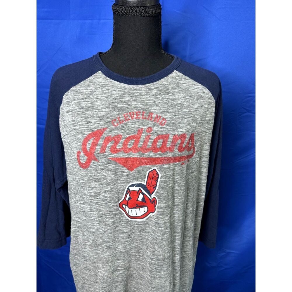 Vintage Womens Cleveland Indians MLB Raglan Baseball Tee Sz L Sporty Chief Wahoo - Picture 5 of 9